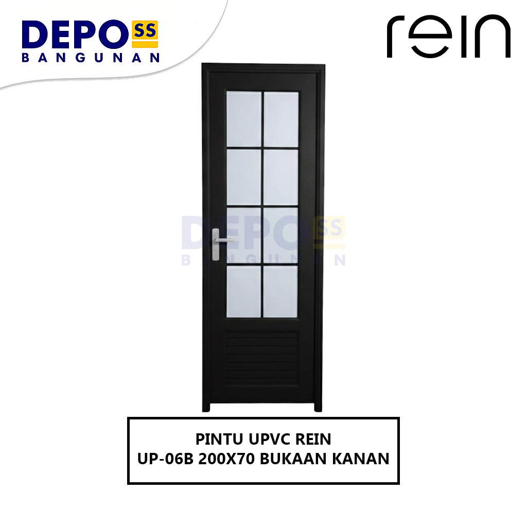 Pintu Kamar Mandi UP-06B UPVC Warna Hitam Bukaan Kanan