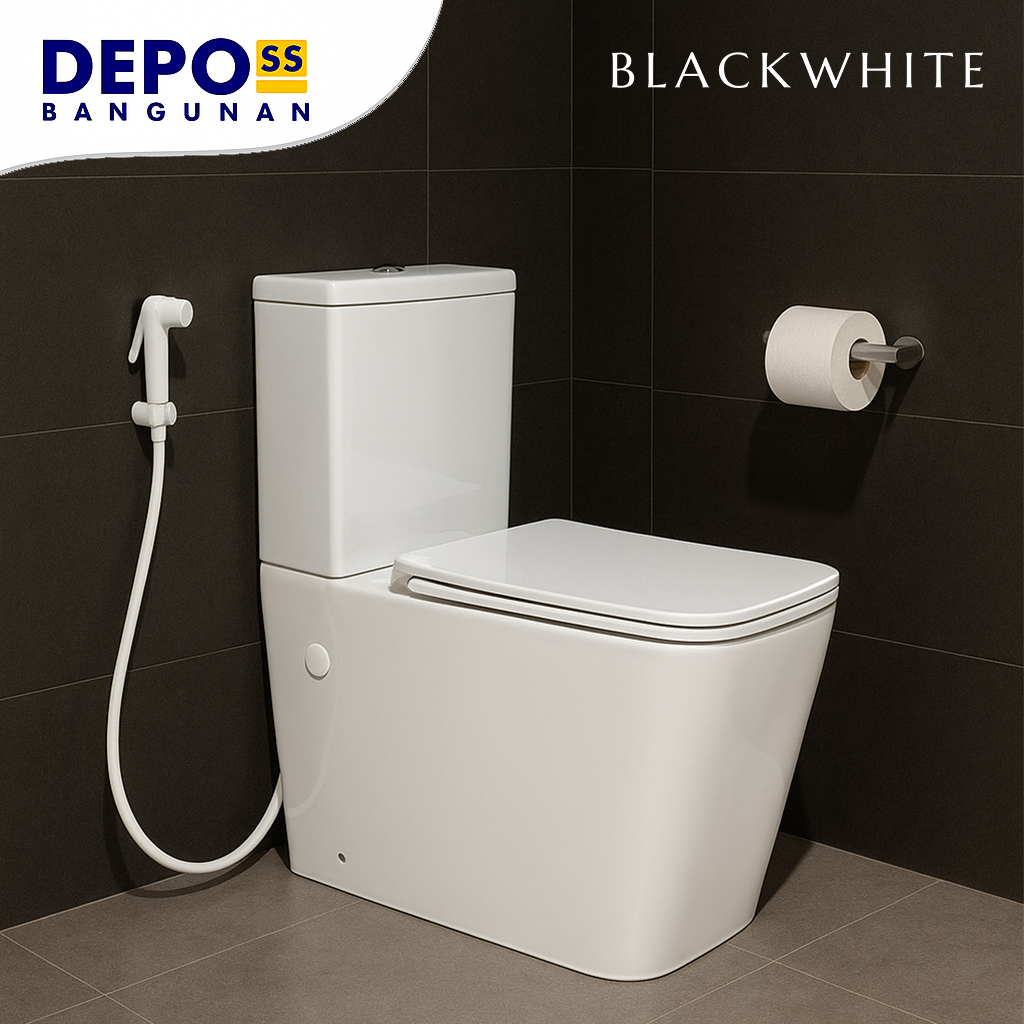 Kloset Duduk Juliet Back To Wall White Rimless Two Piece Toilet