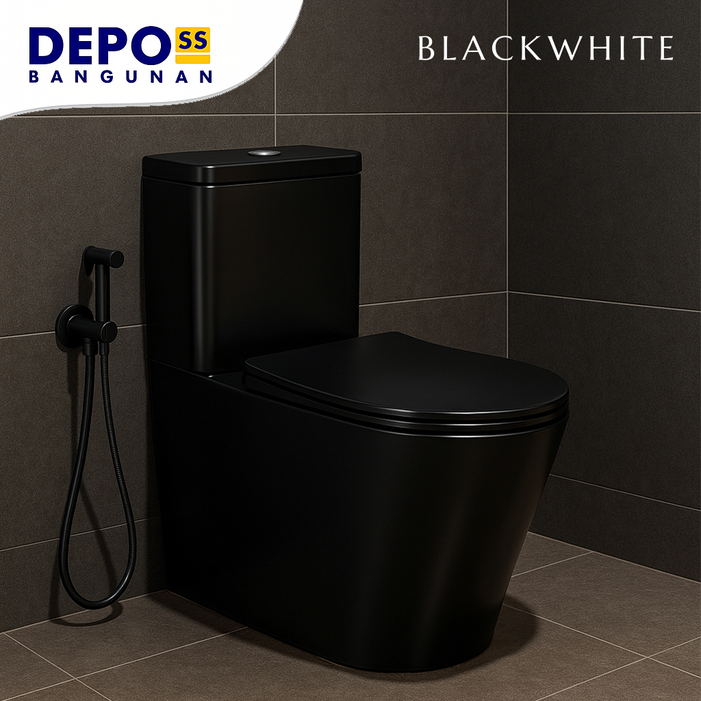 Kloset Duduk Romeo Rimless Two Piece Toilet Matt Black
