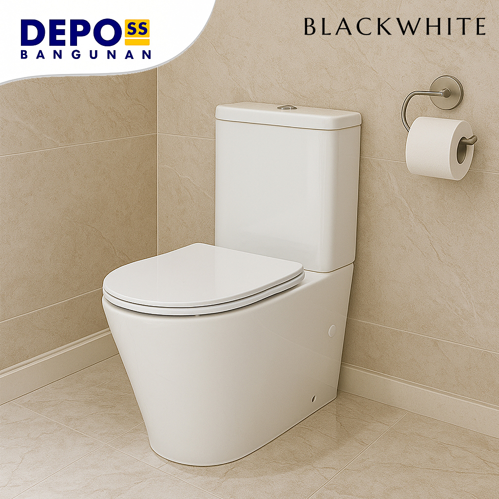 Kloset Duduk Romeo Rimless Two Piece Toilet White
