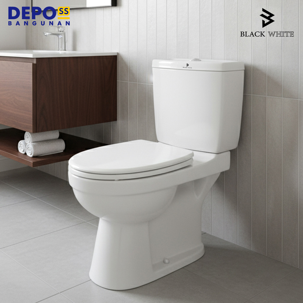 Blackwhite Kloset Duduk Friar Rimless Two Piece Toilet