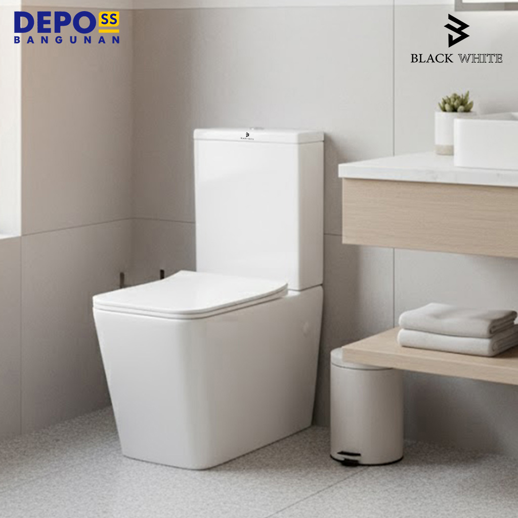 Blackwhite Kloset Duduk Juliet Back To Wall White Rimless Two Piece Toilet