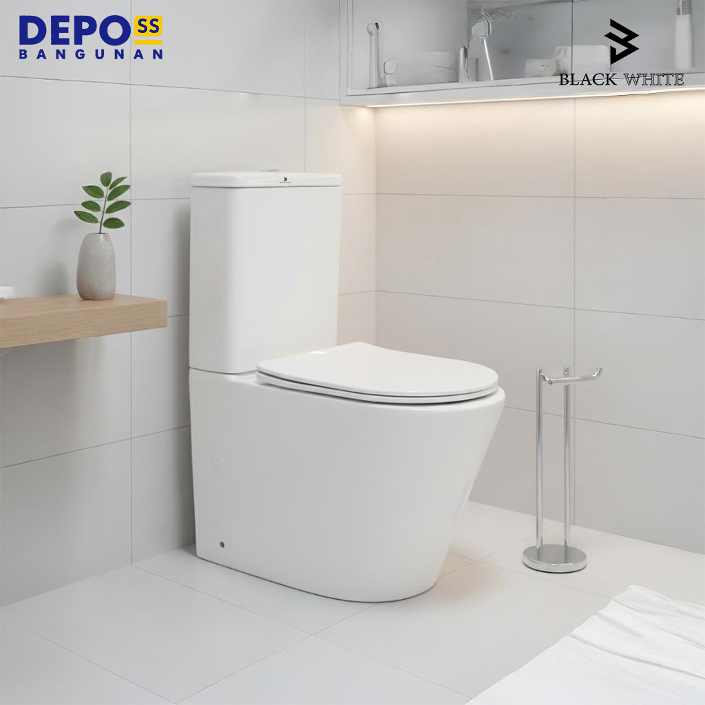 Blackwhite Kloset Duduk Romeo Rimless Two Piece Toilet White Matt
