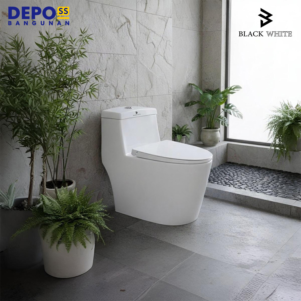 Blackwhite Kloset Duduk Rosaline Rimless One Piece Toilet